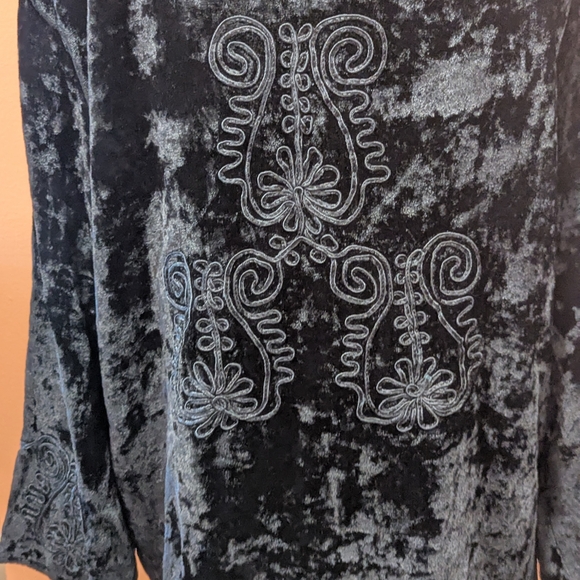 Vintage 90s Velvet Kimono Raaga OS Whimsigoth Black Embroidered Top - Picture 10 of 14